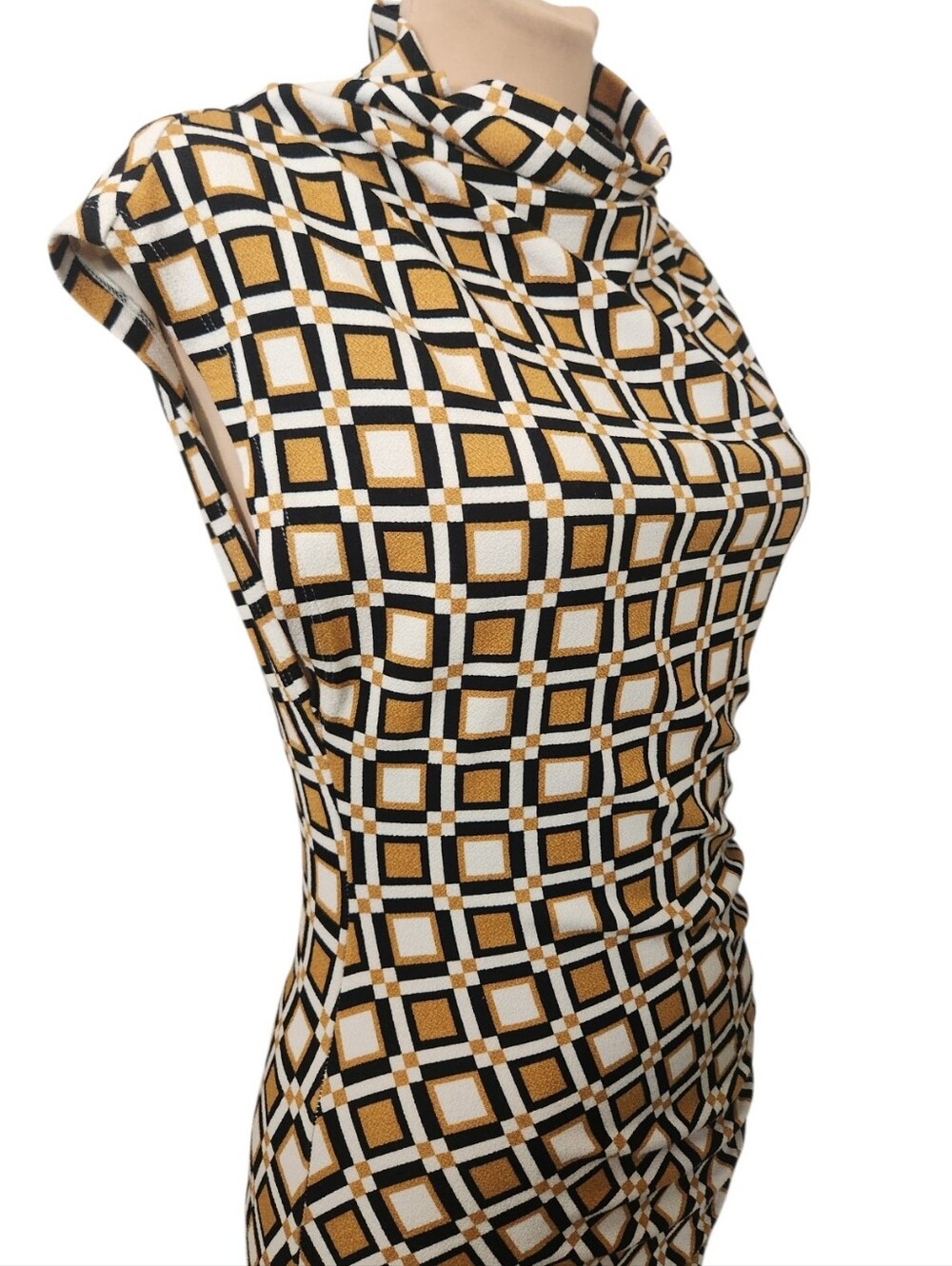 ANTHROPOLOGIE Maya Cowl Neck Geometric Print Pencil Dress - Size M - Picture 6 of 16